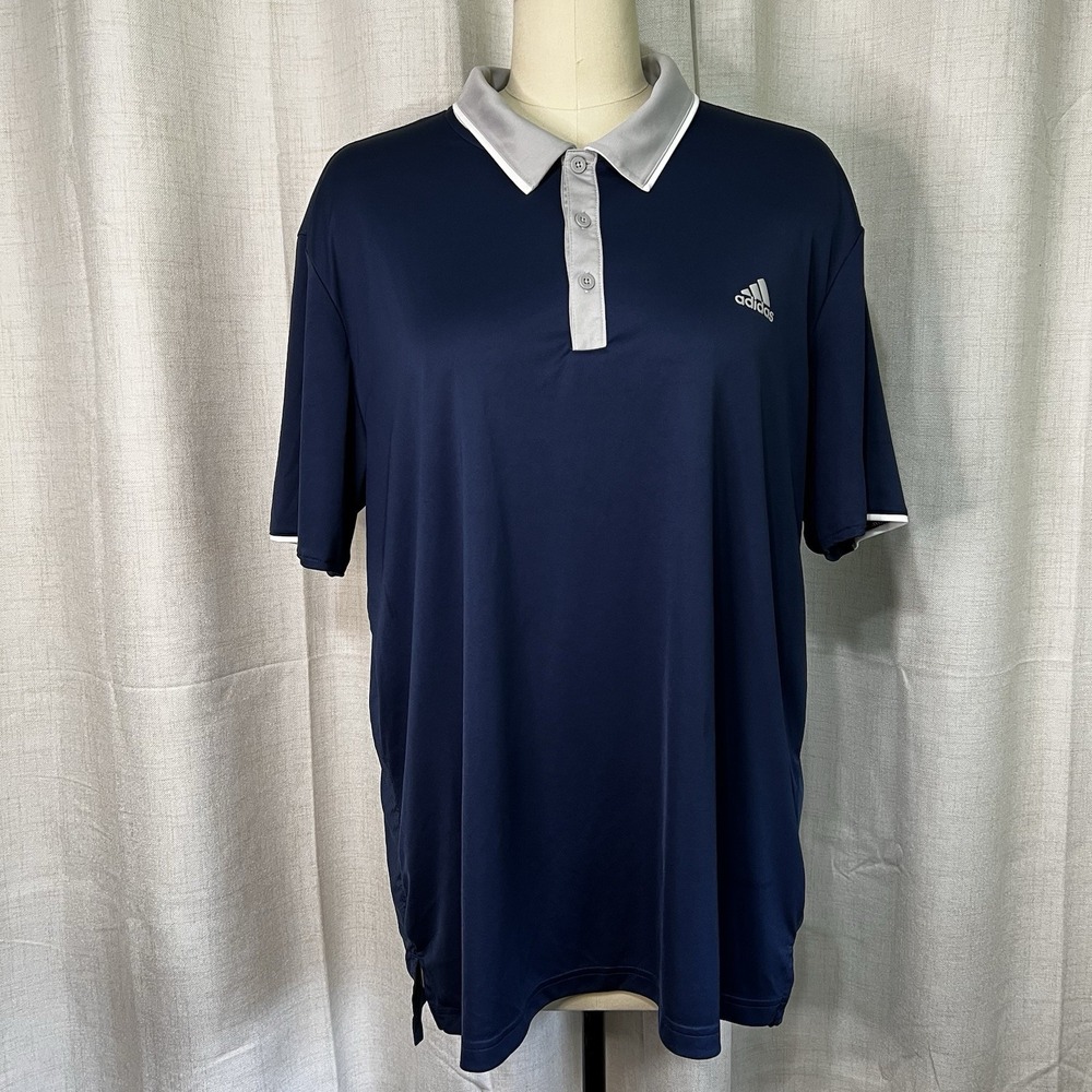 Adidas Climacool Mens Sz Xl Activewear Polo, Lightweight, Matte Blue/Gray